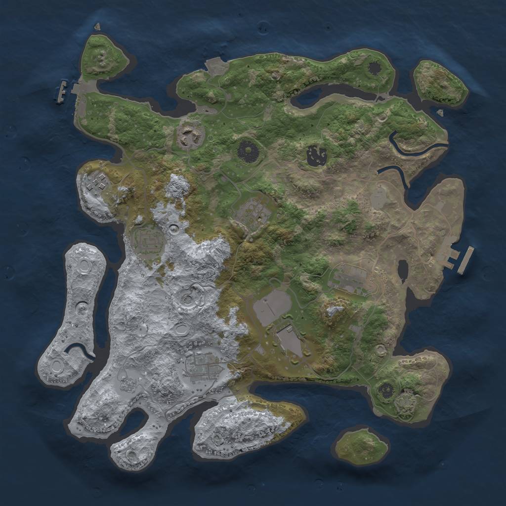 Rust Map: Procedural Map, Size: 3500, Seed: 335343487, 16 Monuments