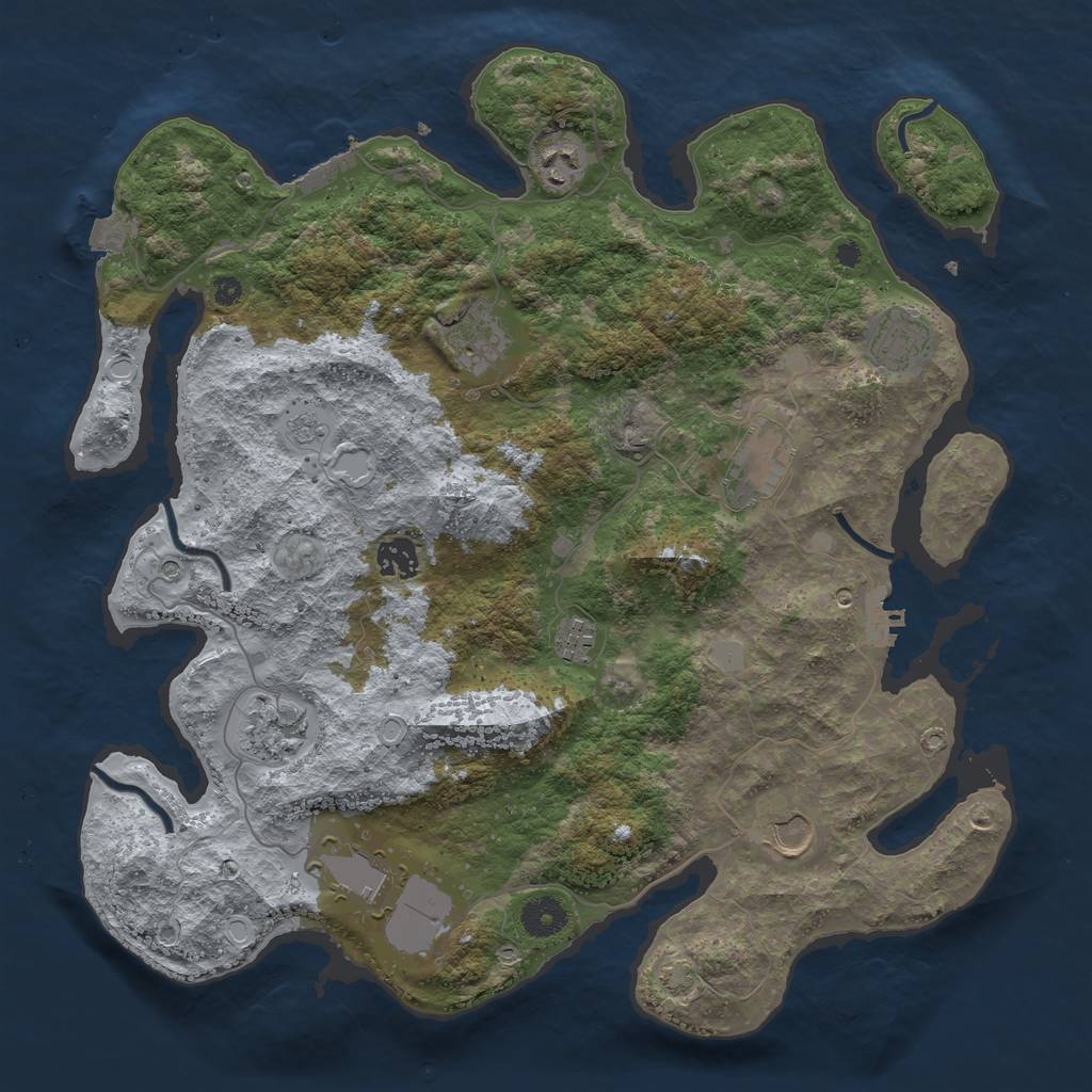 Rust Map: Procedural Map, Size: 3850, Seed: 46120784, 17 Monuments
