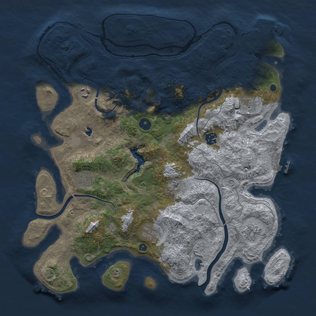 Rust Map: Procedural Map, Size: 4000, Seed: 73818287, 12 Monuments