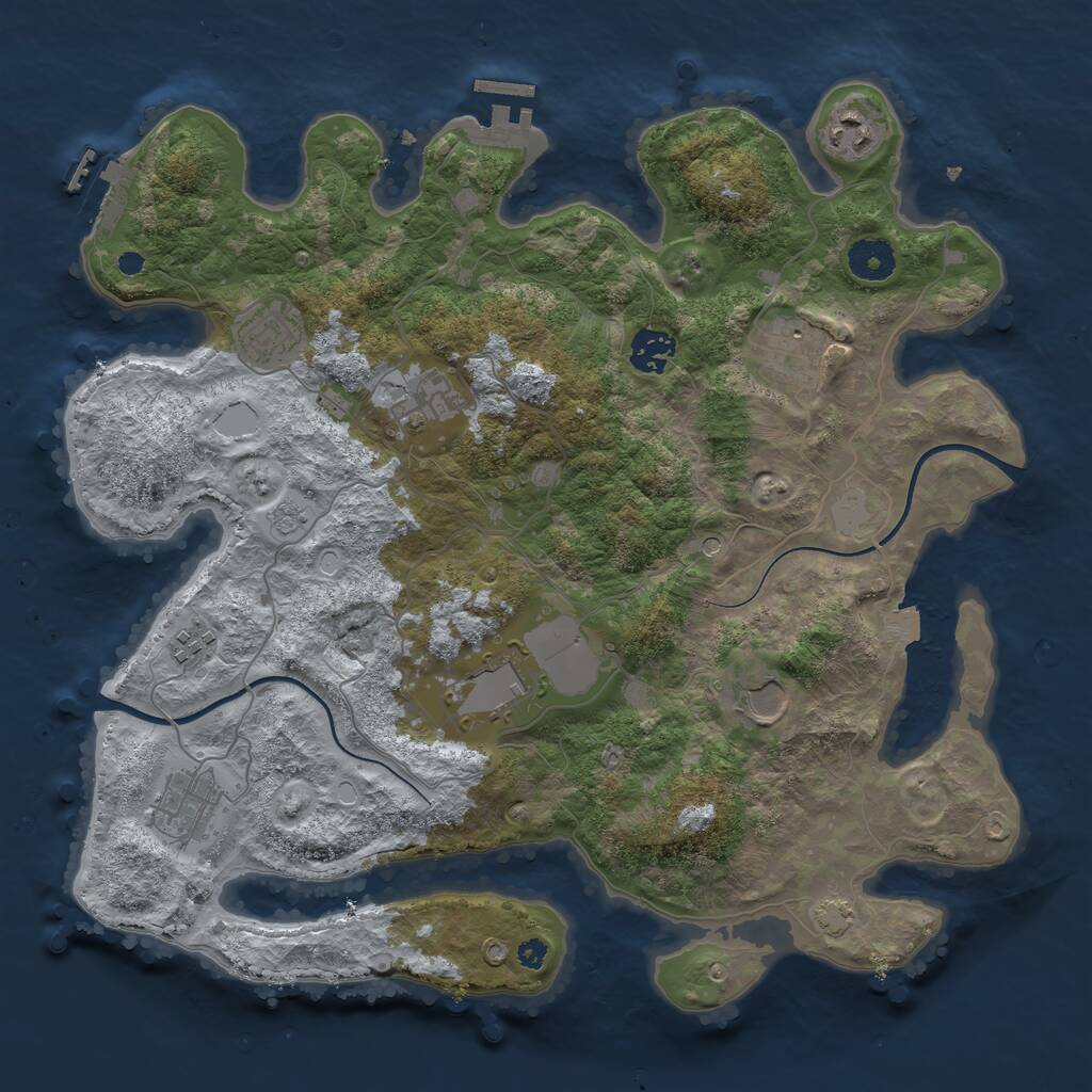Rust Map: Procedural Map, Size: 3650, Seed: 28545321, 15 Monuments