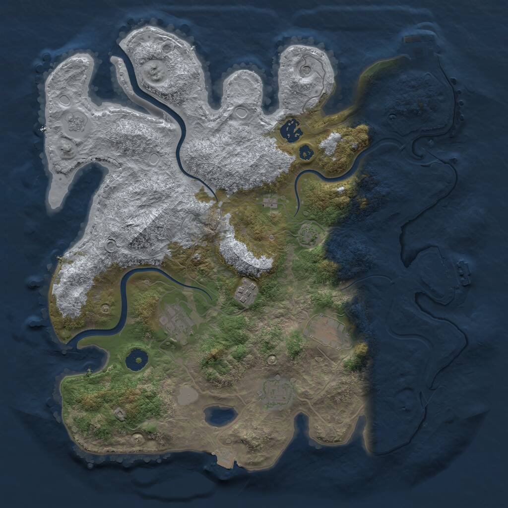 Rust Map: Procedural Map, Size: 3500, Seed: 585104567, 11 Monuments