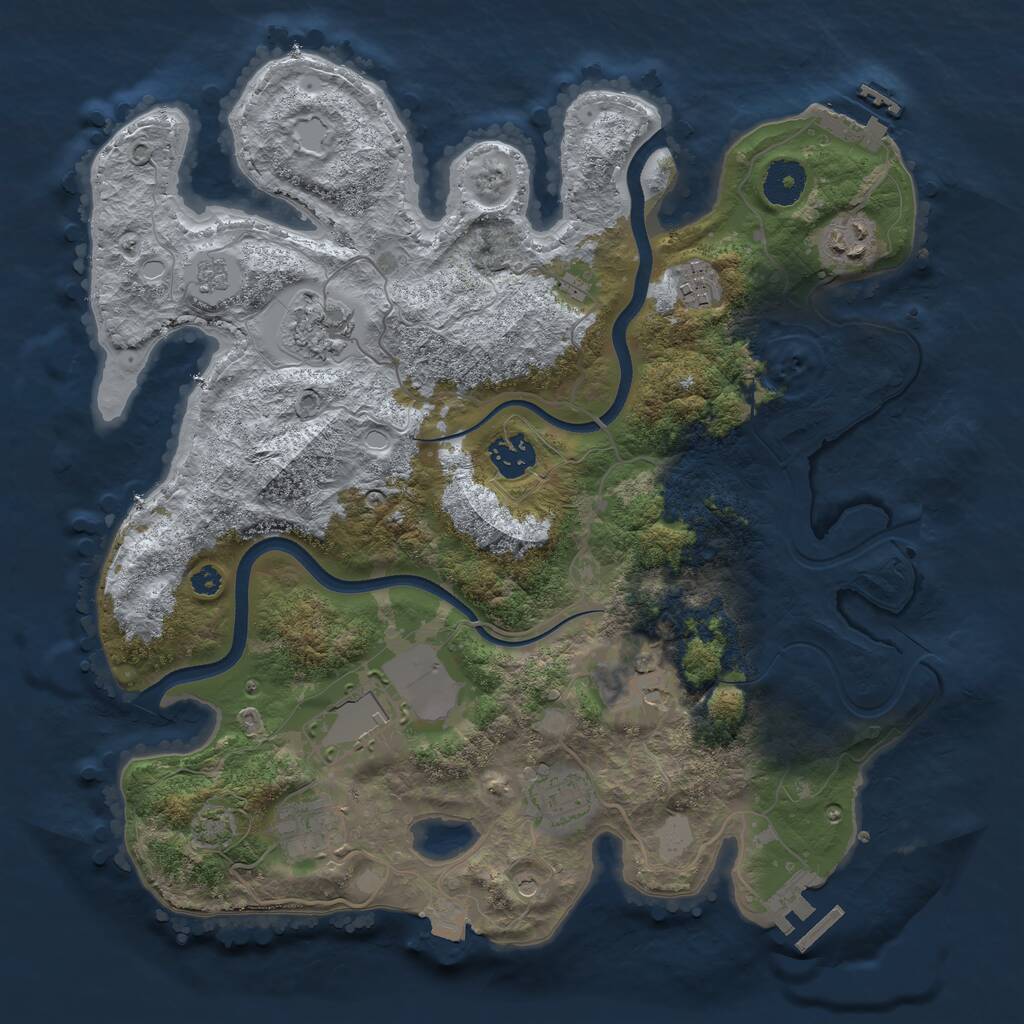Rust Map: Procedural Map, Size: 3500, Seed: 585104567, 14 Monuments