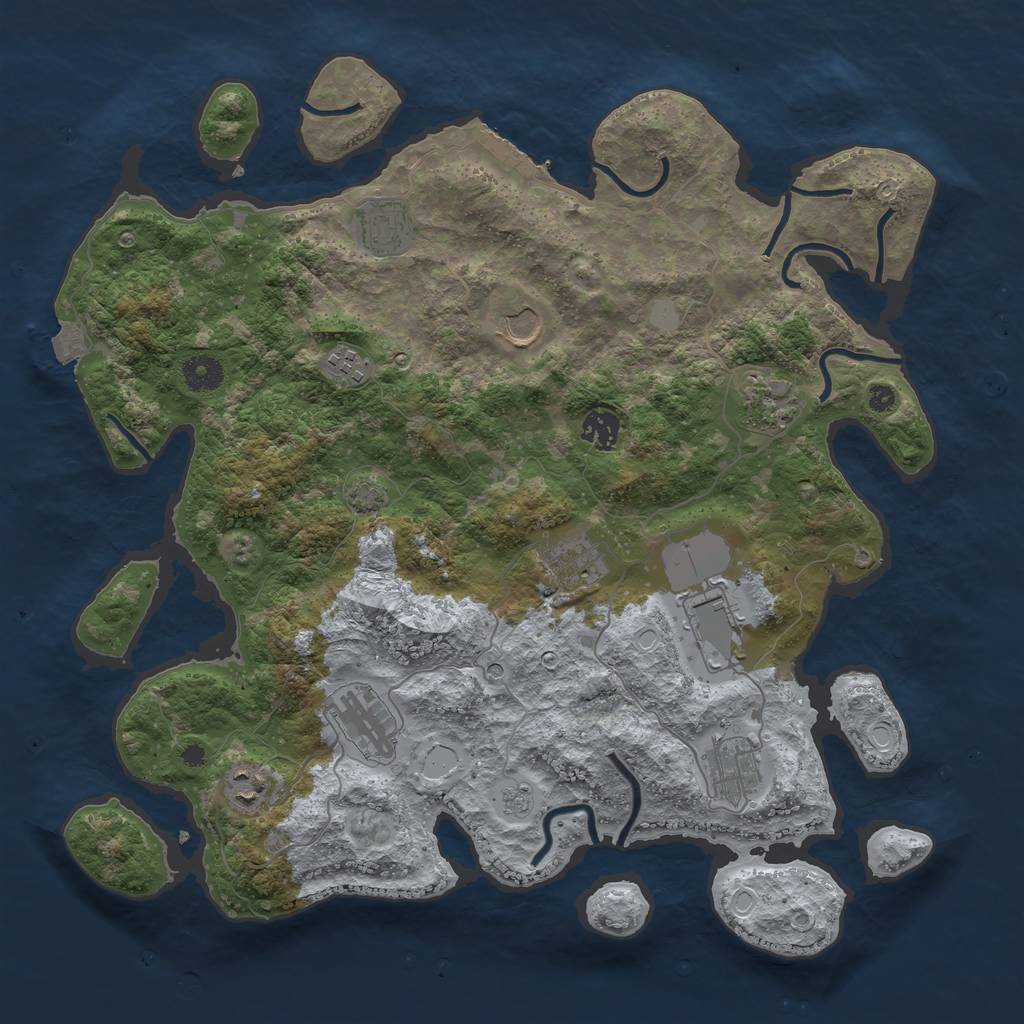 Rust Map: Procedural Map, Size: 3950, Seed: 30819069, 17 Monuments