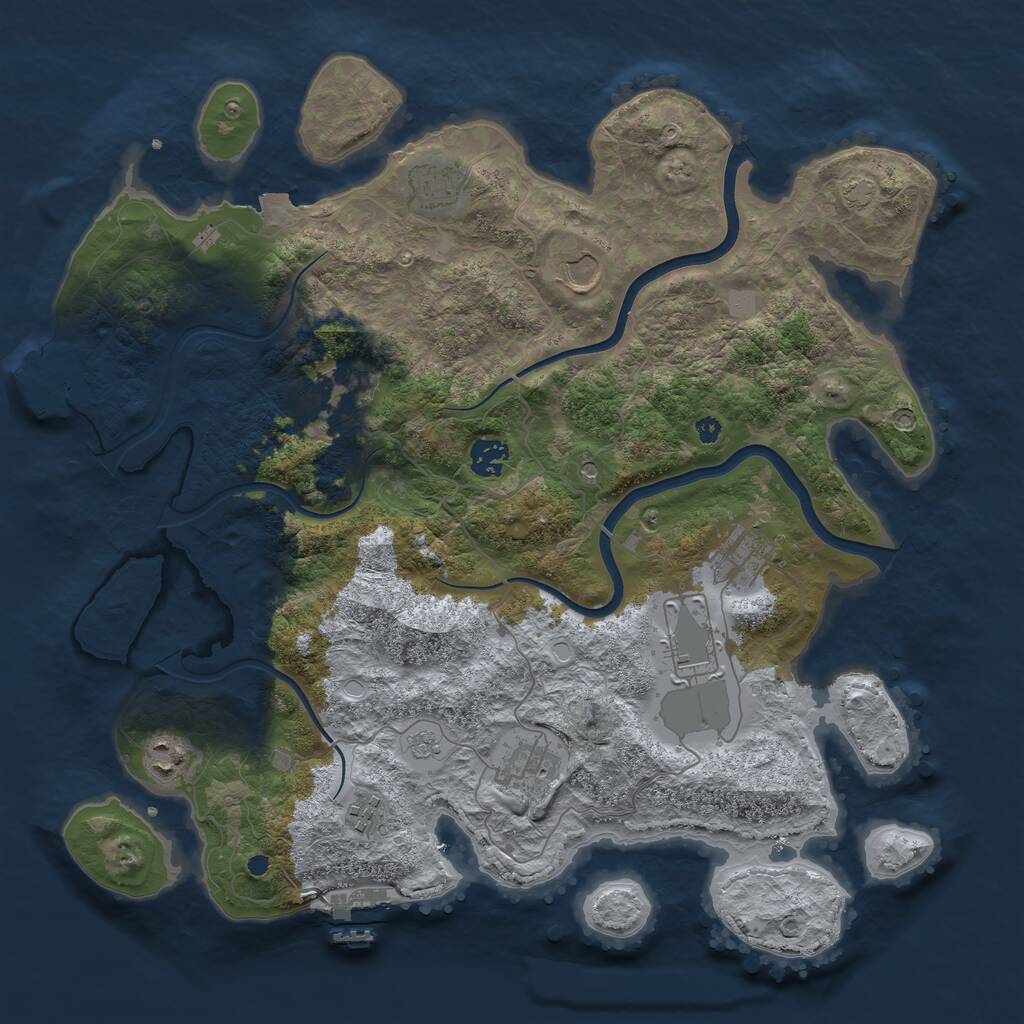 Rust Map: Procedural Map, Size: 3950, Seed: 30819069, 15 Monuments