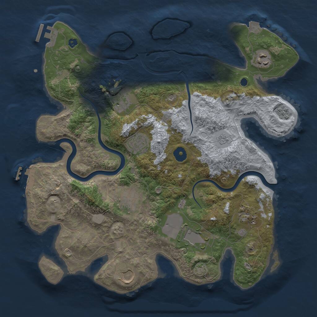 Rust Map: Procedural Map, Size: 3500, Seed: 905855, 14 Monuments