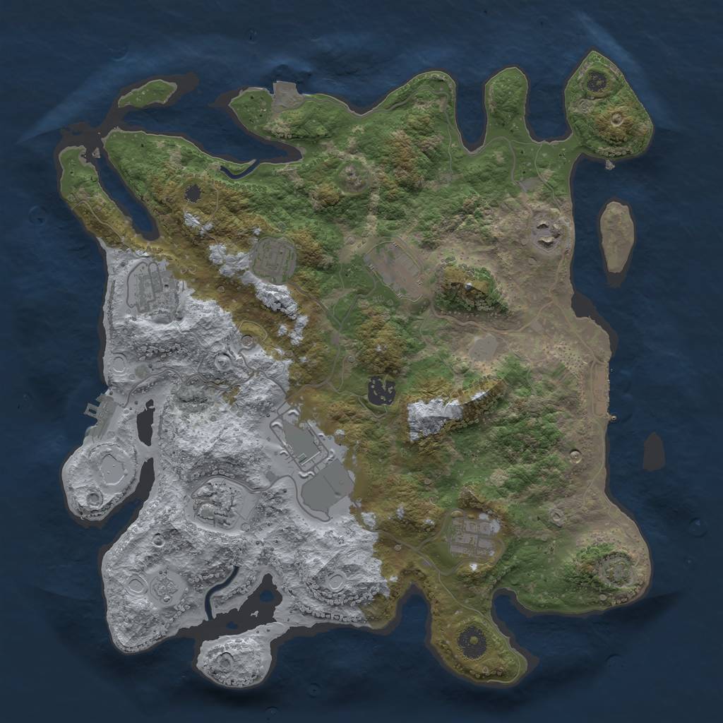 Rust Map: Procedural Map, Size: 3650, Seed: 825506, 16 Monuments