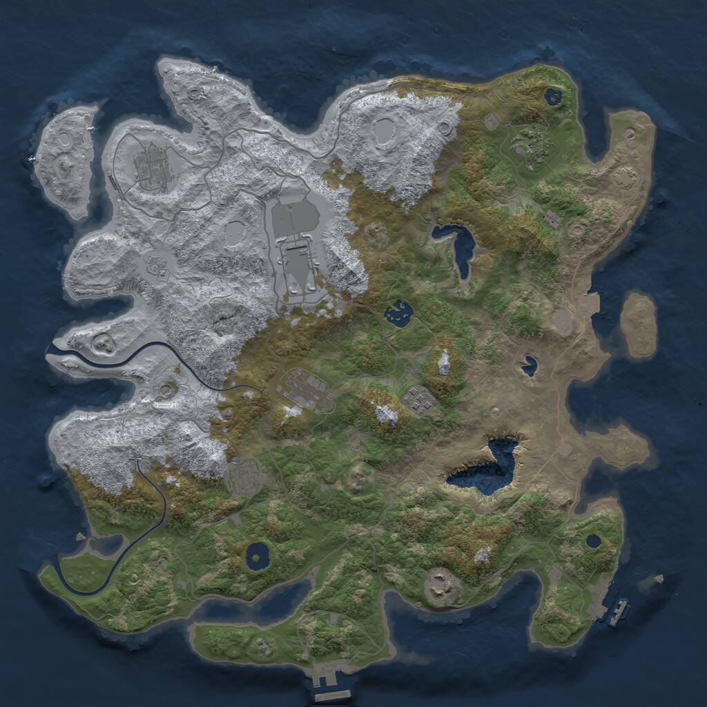 Rust Map: Procedural Map, Size: 4000, Seed: 2061859359, 14 Monuments