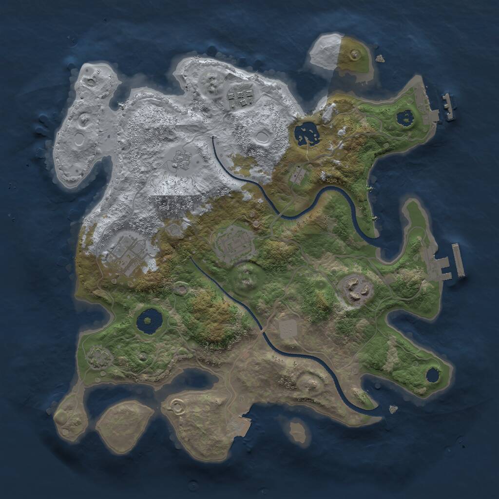 Rust Map: Procedural Map, Size: 3000, Seed: 10929728, 10 Monuments