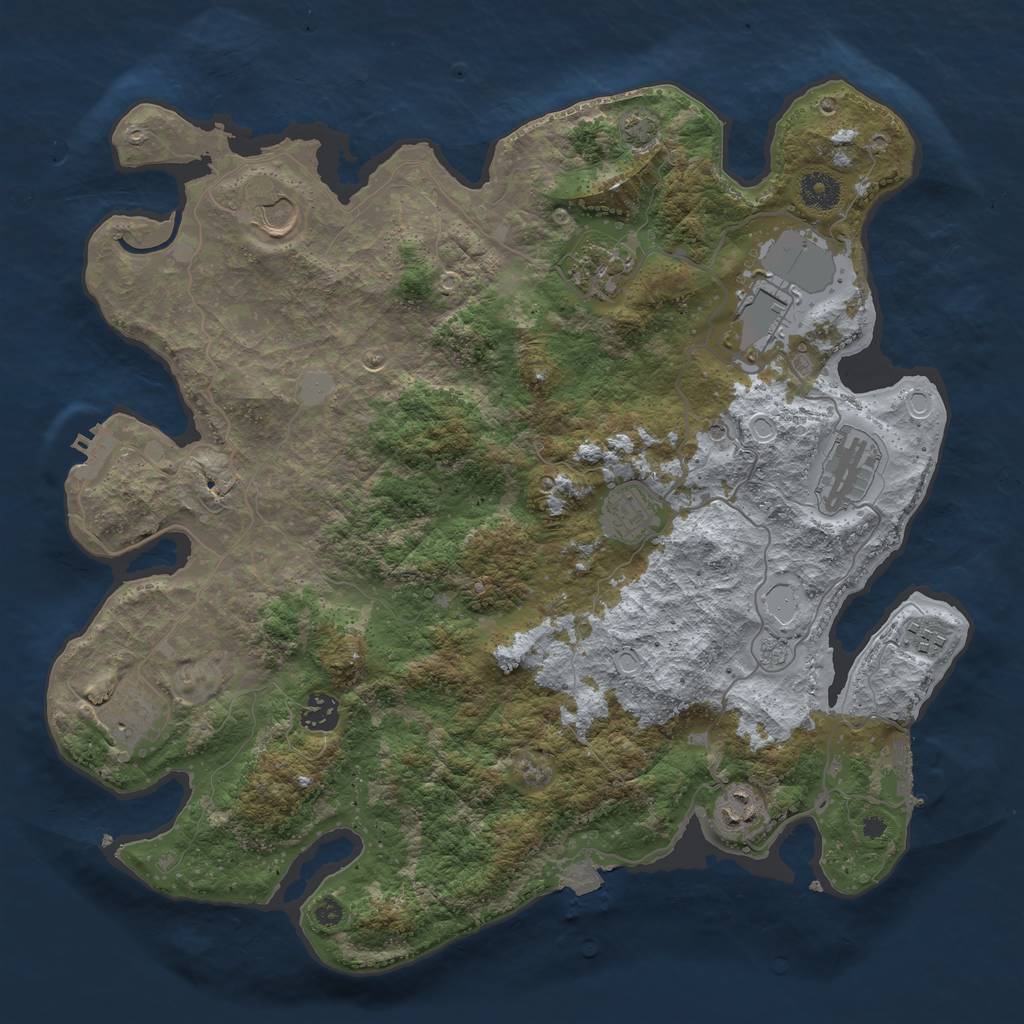 Rust Map: Procedural Map, Size: 3900, Seed: 71507864, 17 Monuments