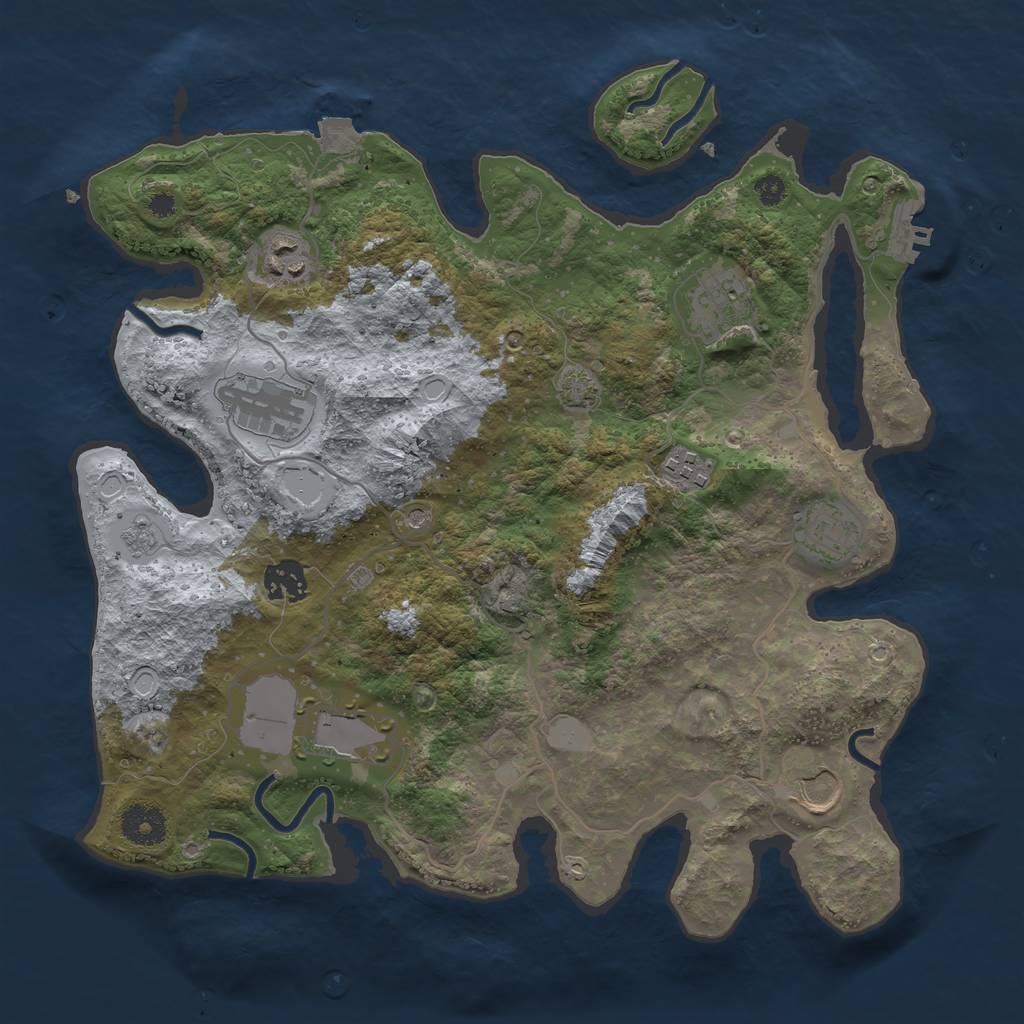 Rust Map: Procedural Map, Size: 3500, Seed: 1247380110, 15 Monuments