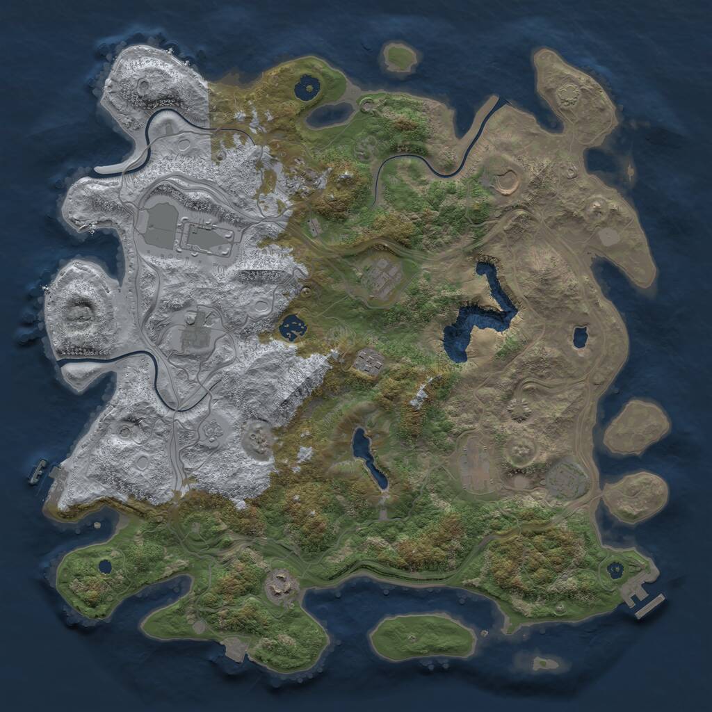 Rust Map: Procedural Map, Size: 4250, Seed: 85135994, 16 Monuments