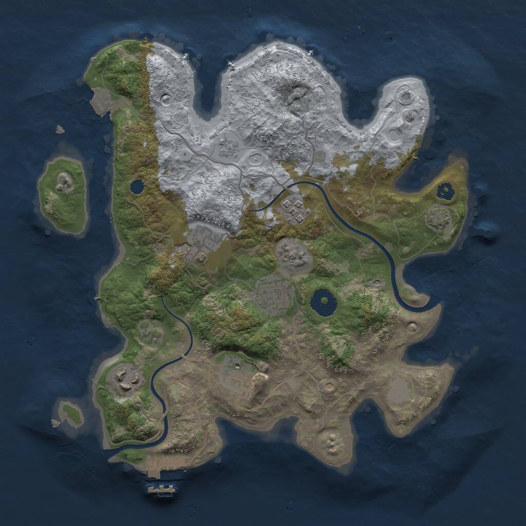 Rust Map: Procedural Map, Size: 3000, Seed: 18644, 9 Monuments