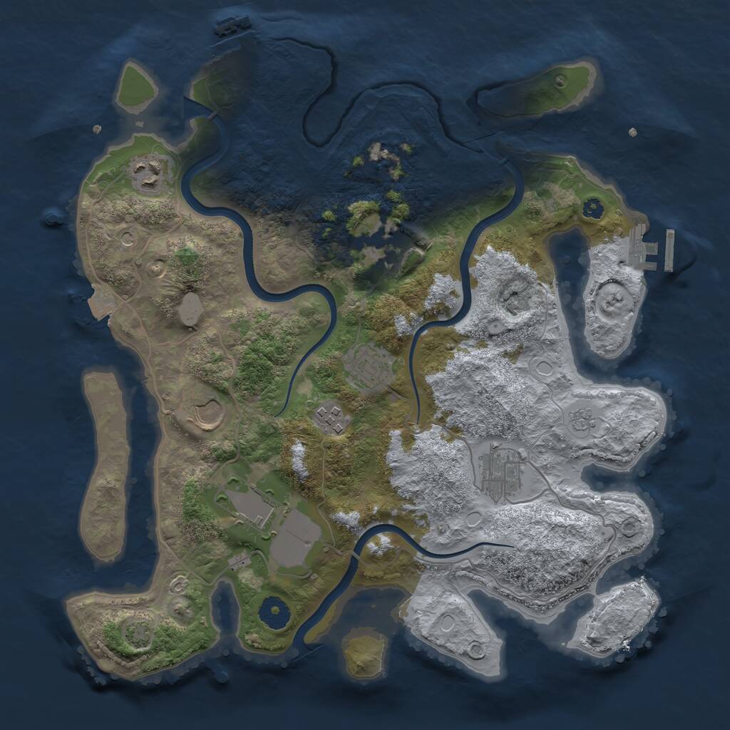 Rust Map: Procedural Map, Size: 3500, Seed: 1609266352, 13 Monuments