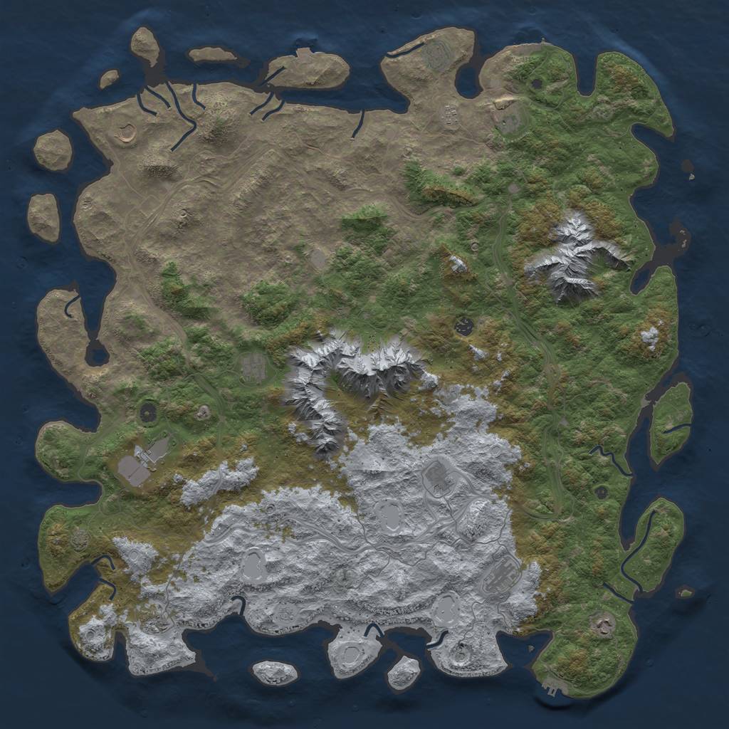 Rust Map: Procedural Map, Size: 6000, Seed: 895241, 19 Monuments