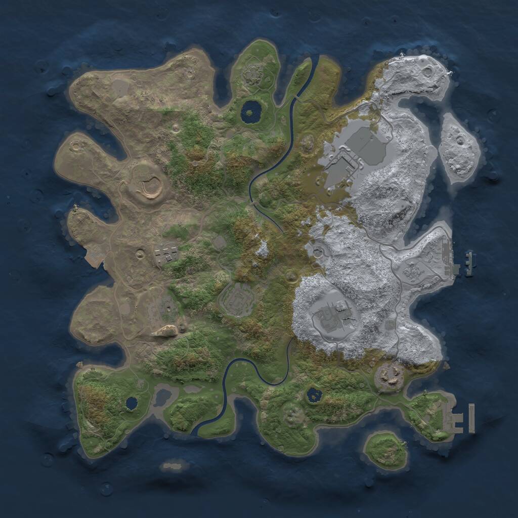 Rust Map: Procedural Map, Size: 3500, Seed: 28976476, 13 Monuments