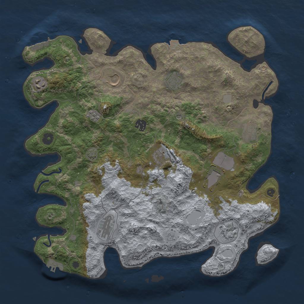 Rust Map: Procedural Map, Size: 3950, Seed: 92905933, 18 Monuments