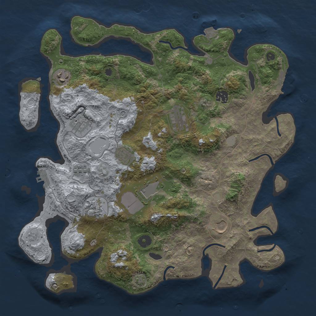 Rust Map: Procedural Map, Size: 3700, Seed: 91475049, 17 Monuments