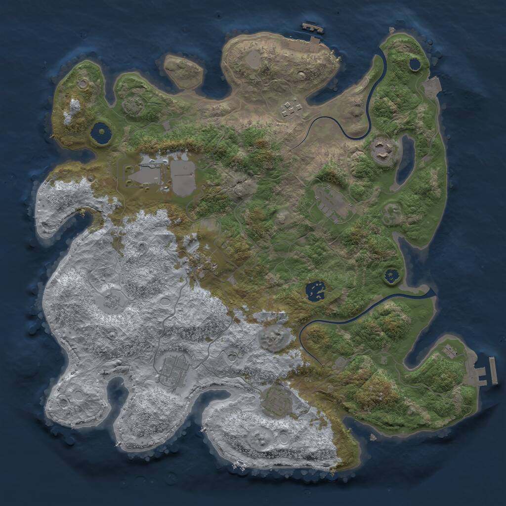 Rust Map: Procedural Map, Size: 3700, Seed: 9009291, 14 Monuments