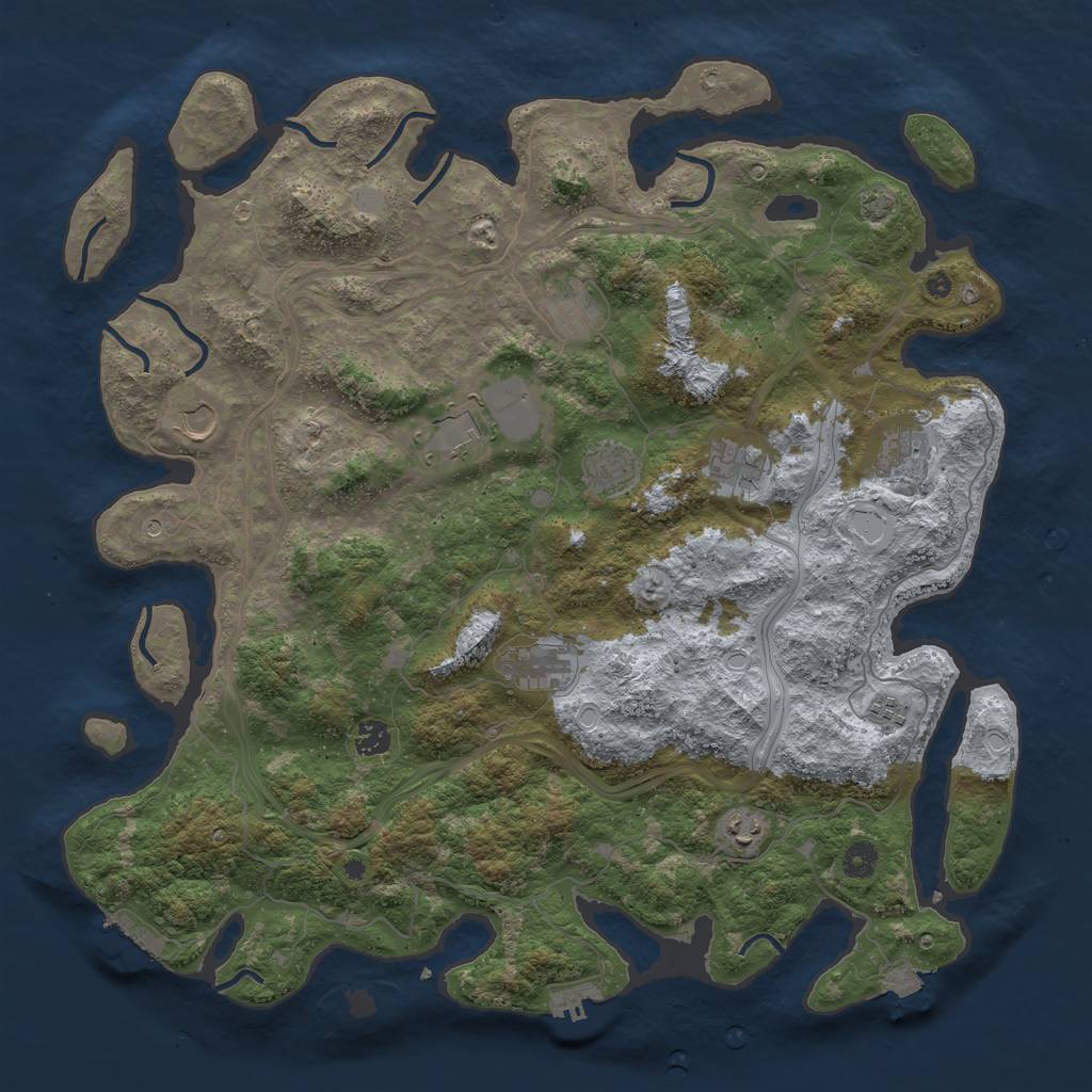 Rust Map: Procedural Map, Size: 4500, Seed: 479738069, 17 Monuments