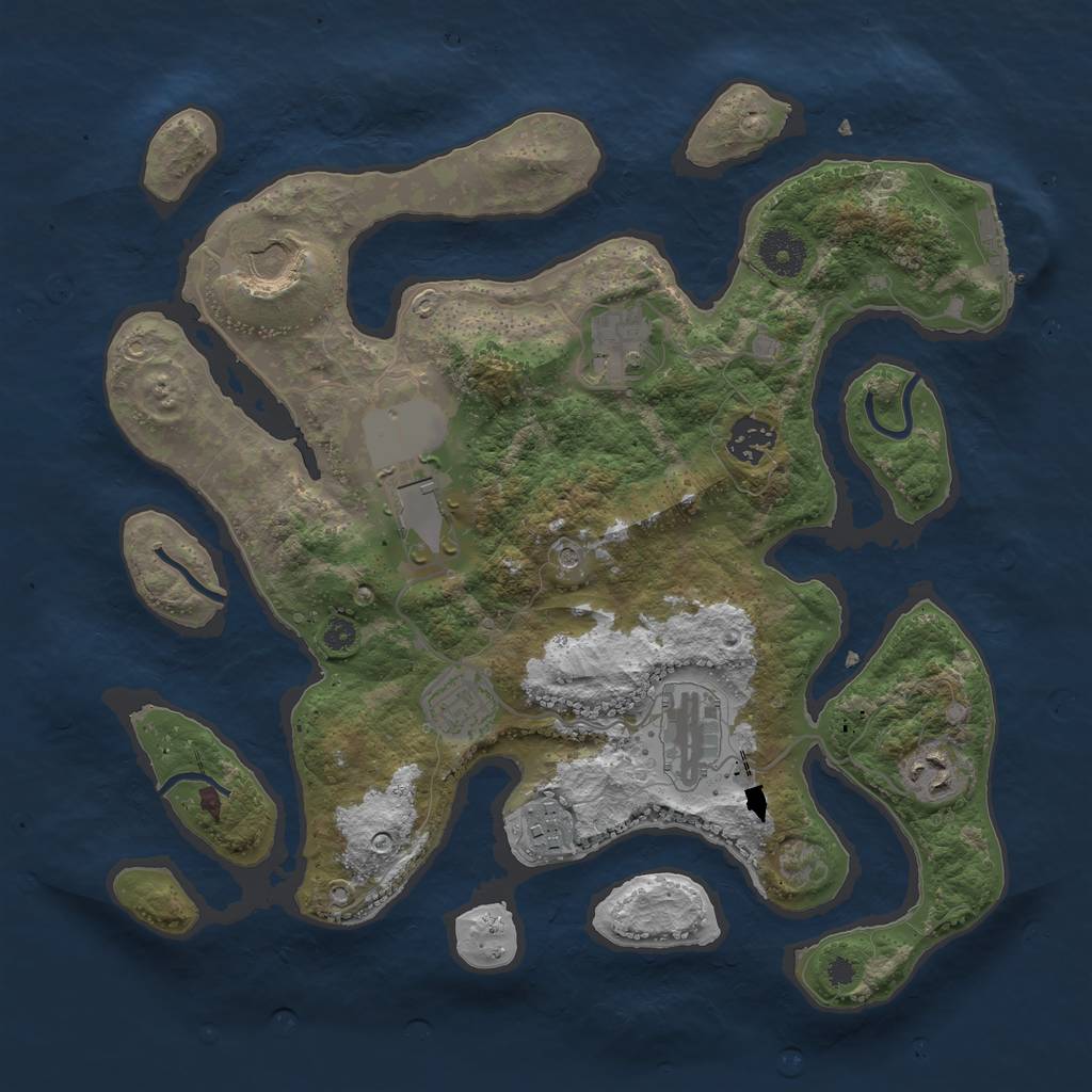 Rust Map: Procedural Map, Size: 3500, Seed: 43618695, 12 Monuments