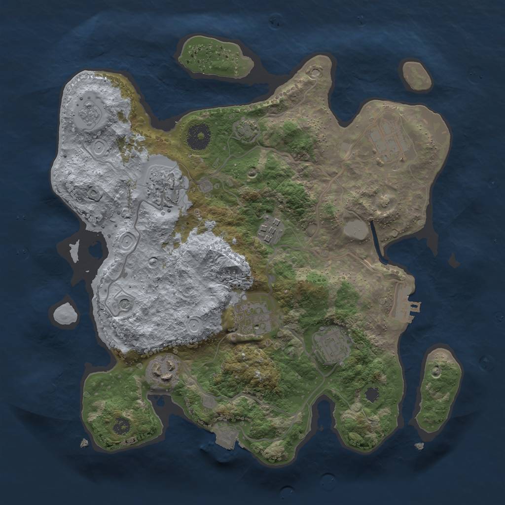 Rust Map: Procedural Map, Size: 3000, Seed: 668883222, 13 Monuments