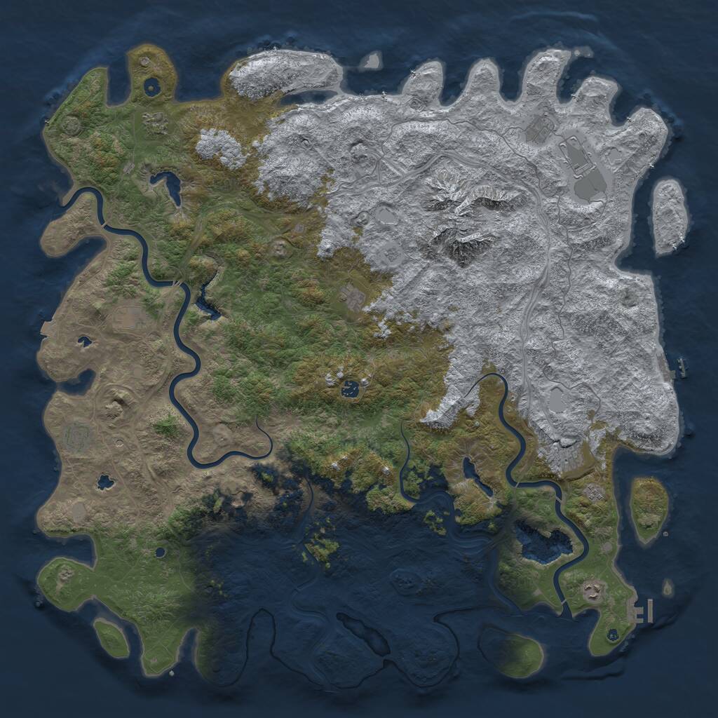 Rust Map: Procedural Map, Size: 6000, Seed: 1114257, 17 Monuments