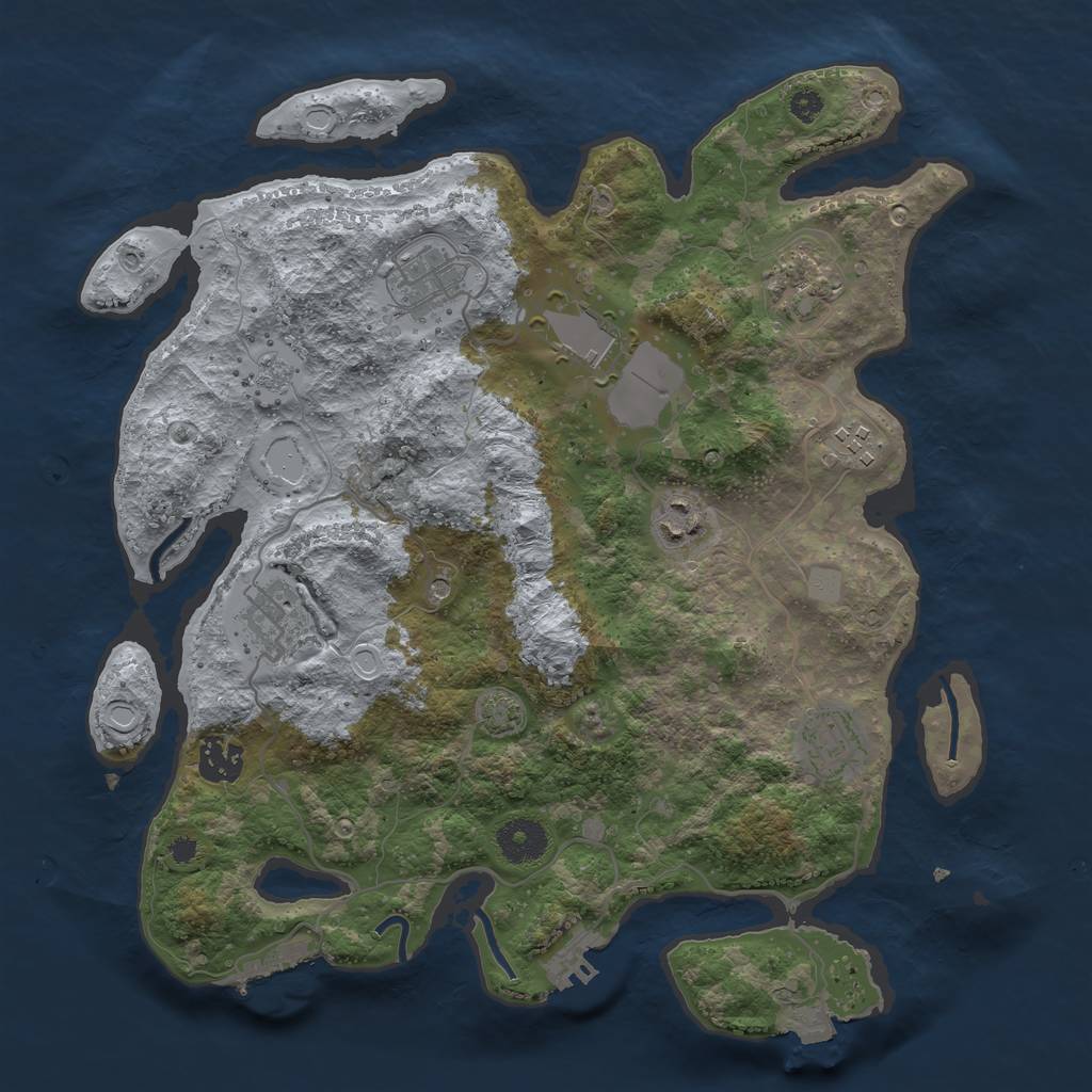 Rust Map: Procedural Map, Size: 3500, Seed: 408063151, 16 Monuments
