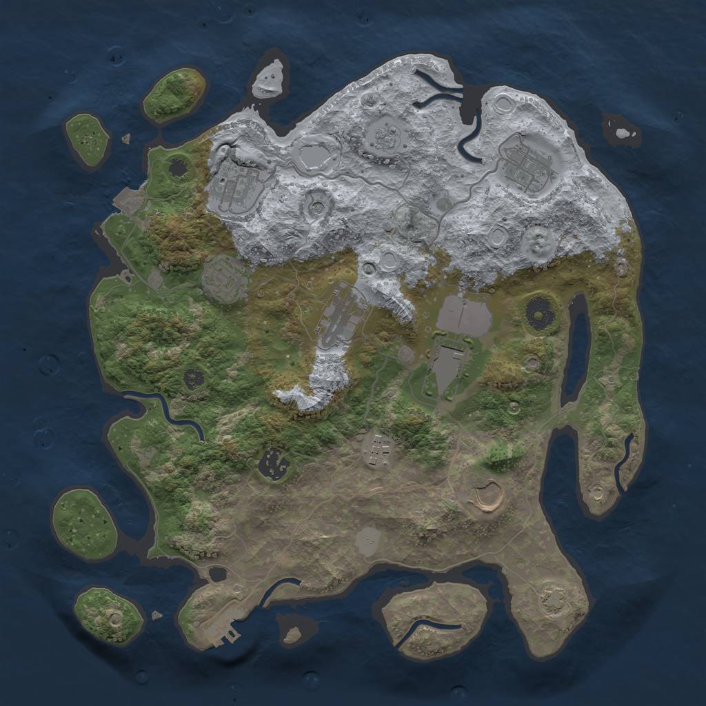 Rust Map: Procedural Map, Size: 3500, Seed: 107243252, 15 Monuments