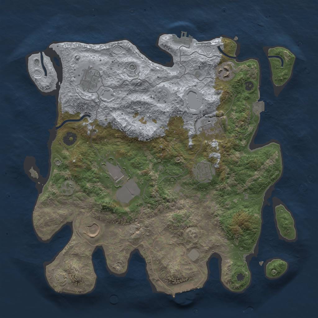 Rust Map: Procedural Map, Size: 3500, Seed: 1878072816, 14 Monuments