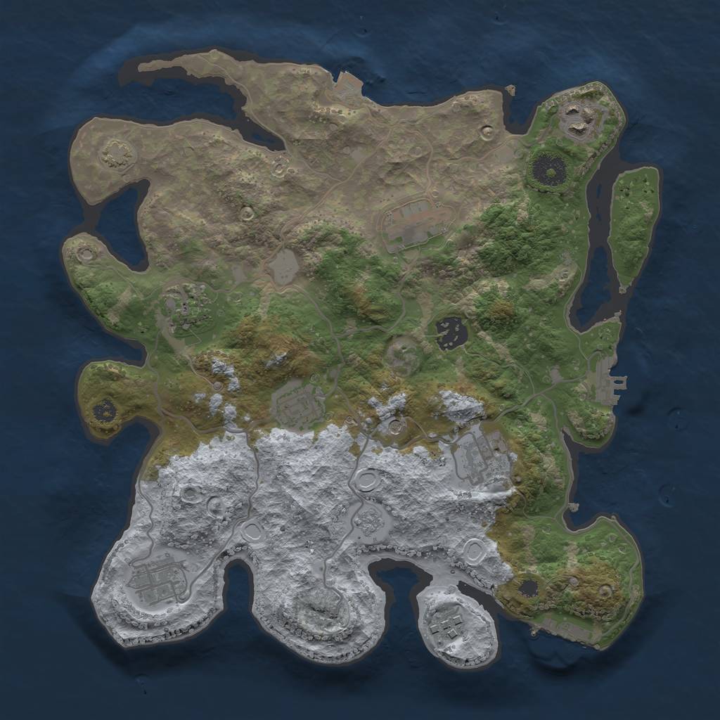 Rust Map: Procedural Map, Size: 3250, Seed: 494586045, 16 Monuments