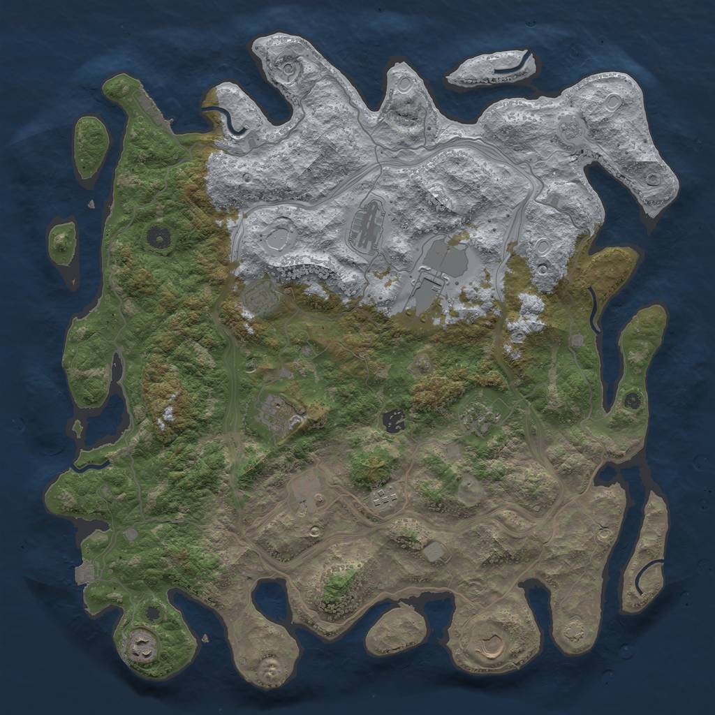 Rust Map: Procedural Map, Size: 4500, Seed: 873676428, 17 Monuments