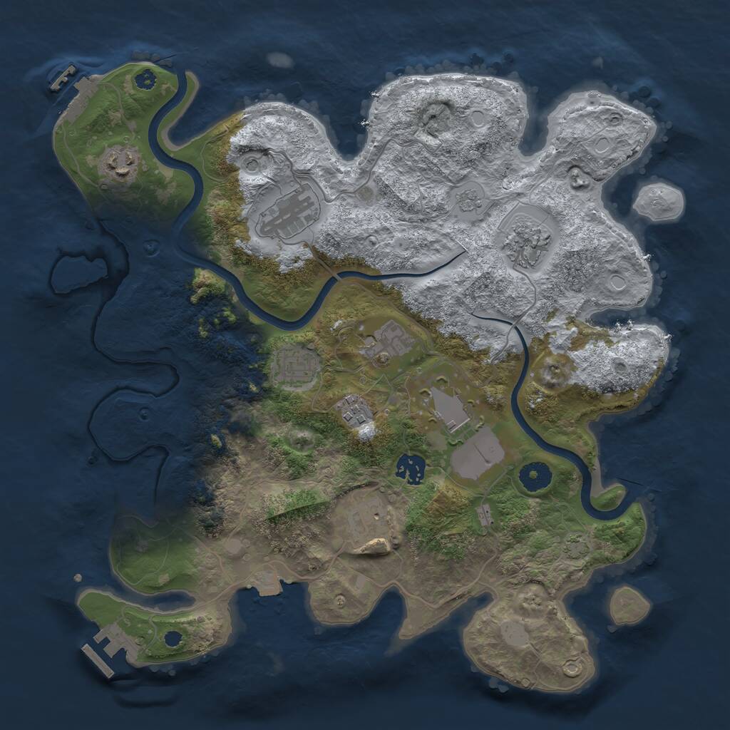 Rust Map: Procedural Map, Size: 3600, Seed: 129113446, 15 Monuments