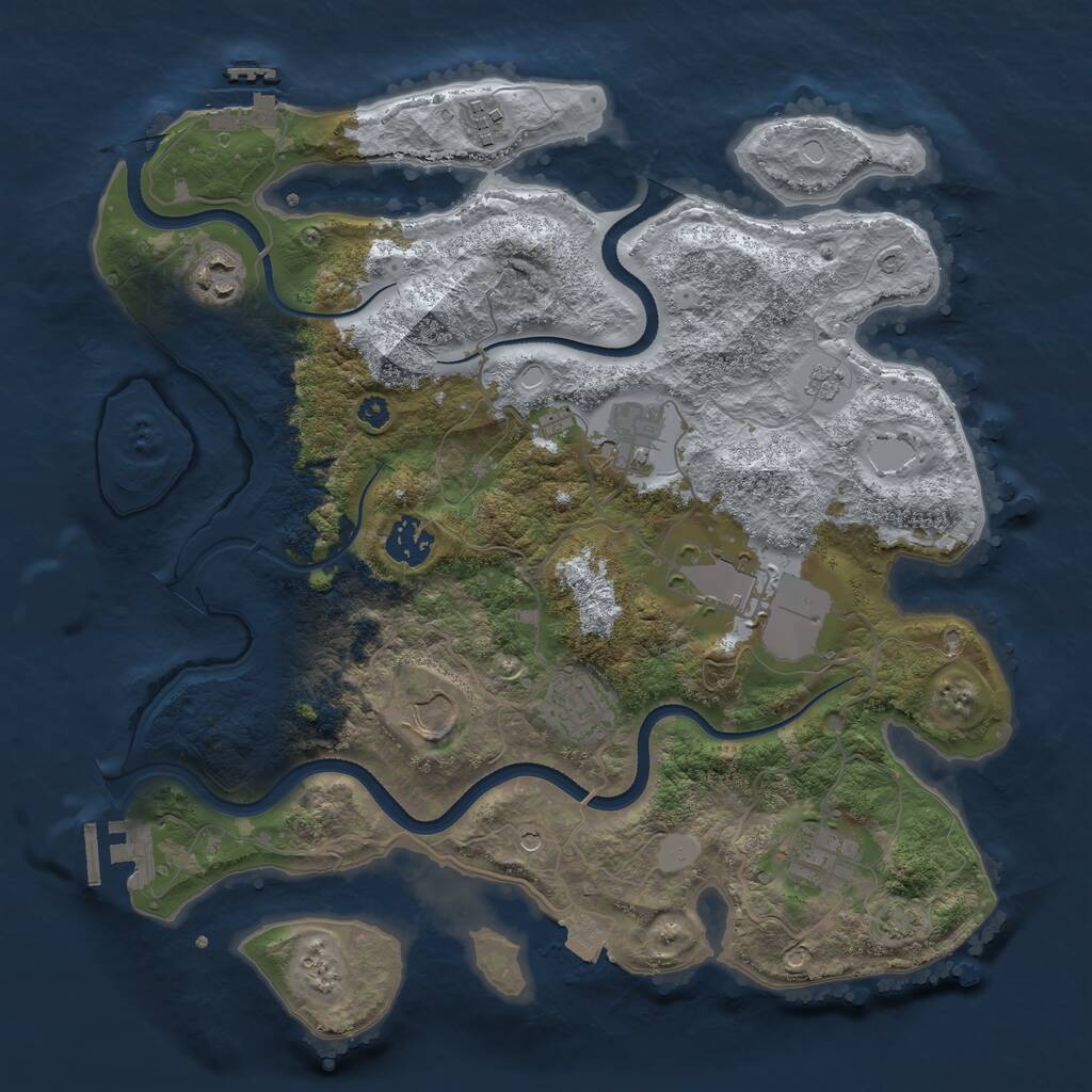 Rust Map: Procedural Map, Size: 3500, Seed: 486968317, 14 Monuments