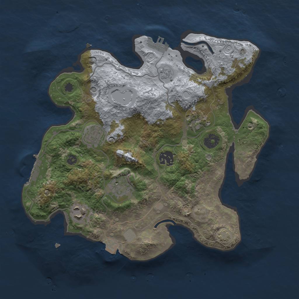 Rust Map: Procedural Map, Size: 3000, Seed: 2075611889, 13 Monuments