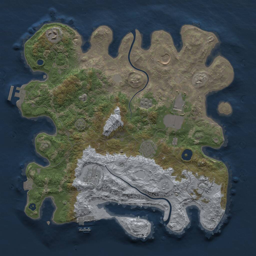 Rust Map: Procedural Map, Size: 3500, Seed: 1492391149, 13 Monuments