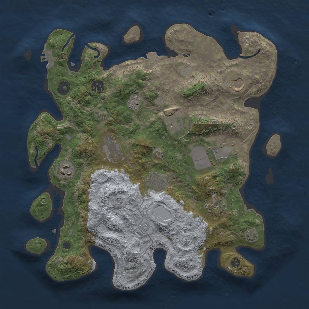 Rust Map: Procedural Map, Size: 3500, Seed: 205622319, 16 Monuments