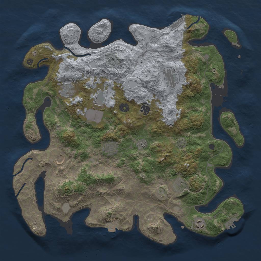 Rust Map: Procedural Map, Size: 4000, Seed: 1312707037, 17 Monuments