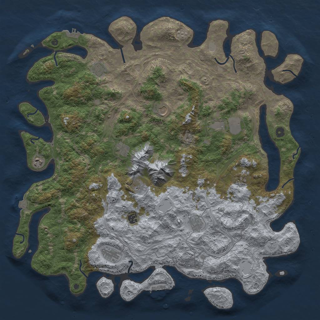 Rust Map: Procedural Map, Size: 5000, Seed: 322751284, 19 Monuments