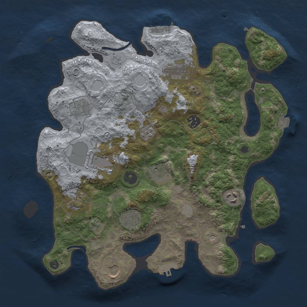 Rust Map: Procedural Map, Size: 3500, Seed: 709792635, 17 Monuments