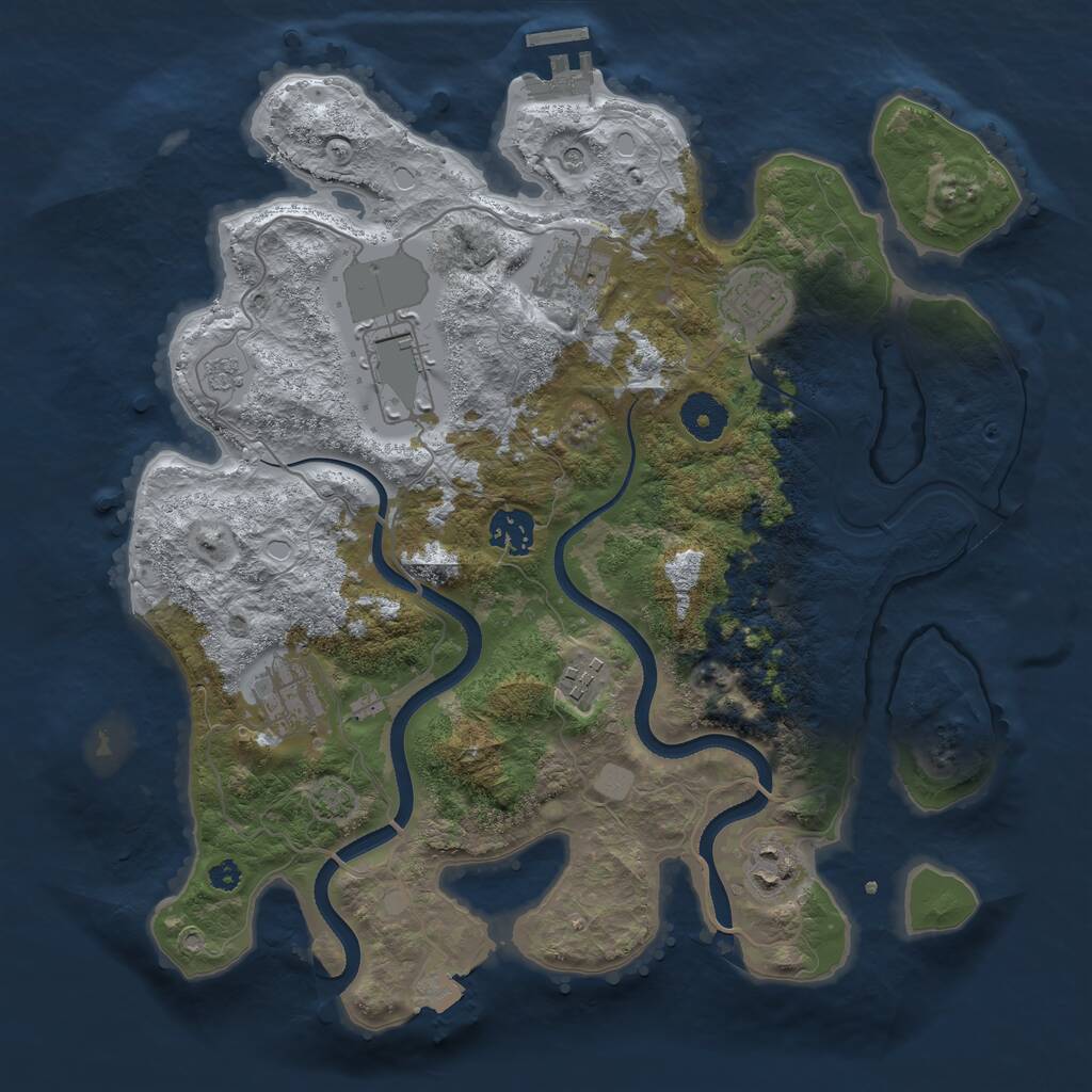 Rust Map: Procedural Map, Size: 3500, Seed: 709792635, 12 Monuments