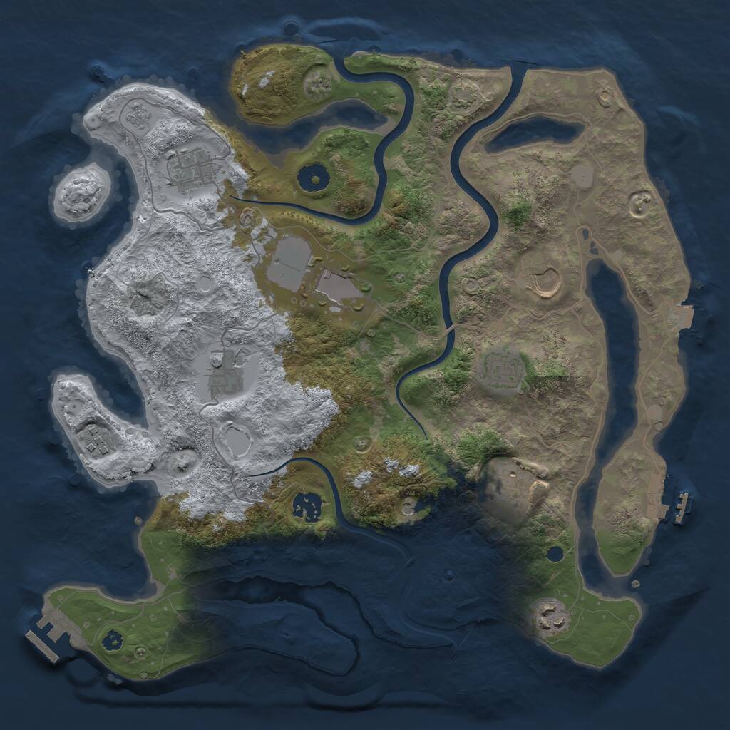Rust Map: Procedural Map, Size: 3644, Seed: 1441133105, 15 Monuments
