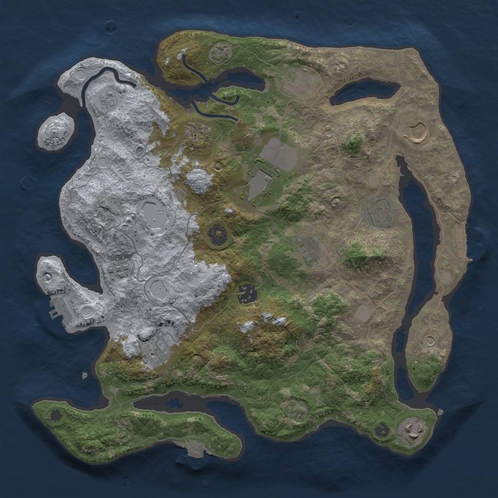 Rust Map: Procedural Map, Size: 3644, Seed: 1441133105, 18 Monuments