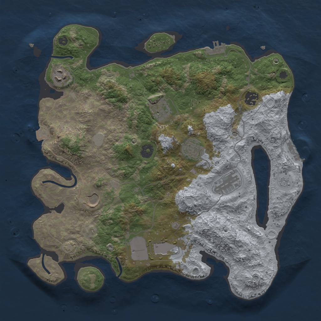 Rust Map: Procedural Map, Size: 3500, Seed: 467045031, 15 Monuments