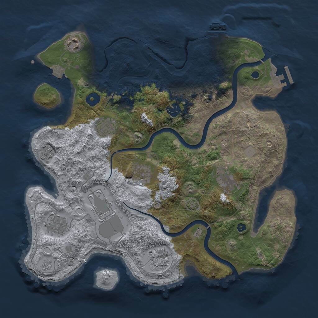 Rust Map: Procedural Map, Size: 3500, Seed: 892531655, 15 Monuments