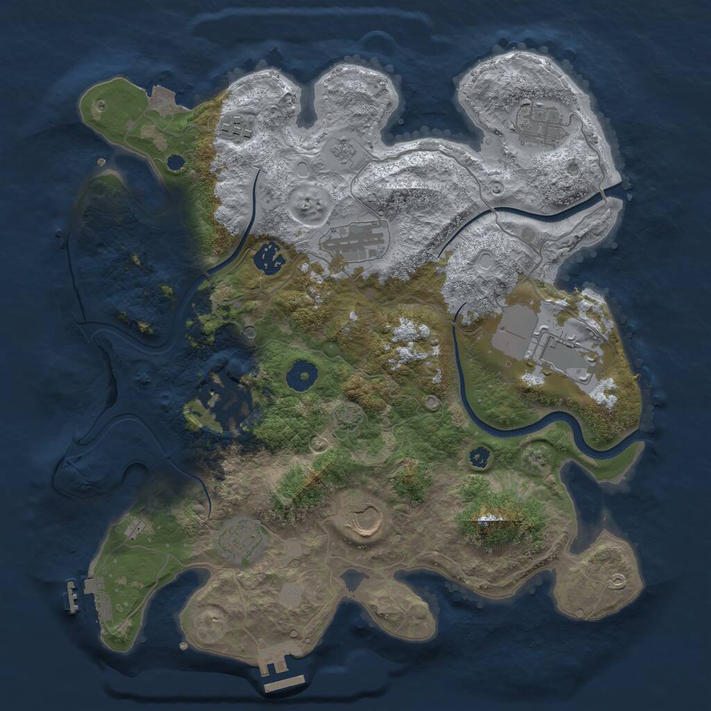 Rust Map: Procedural Map, Size: 3500, Seed: 2093196044, 14 Monuments
