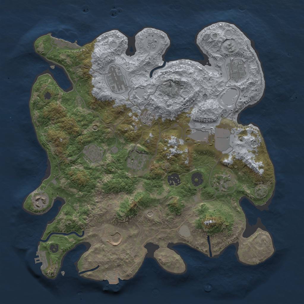 Rust Map: Procedural Map, Size: 3500, Seed: 2093196044, 18 Monuments