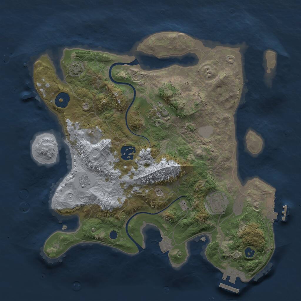 Rust Map: Procedural Map, Size: 3000, Seed: 45657, 9 Monuments