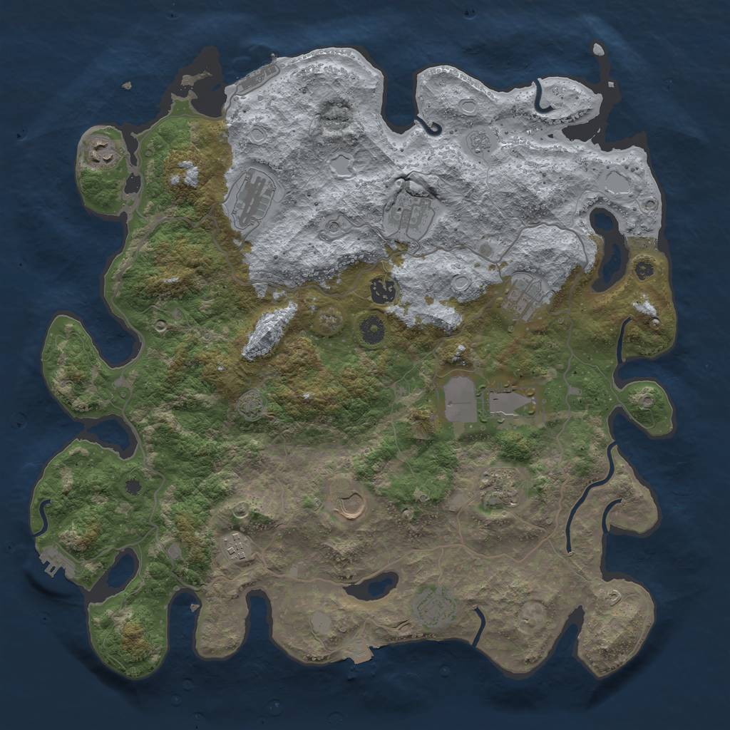 Rust Map: Procedural Map, Size: 4156, Seed: 1455, 18 Monuments