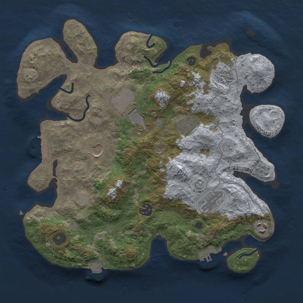 Rust Map: Procedural Map, Size: 3500, Seed: 640722747, 16 Monuments