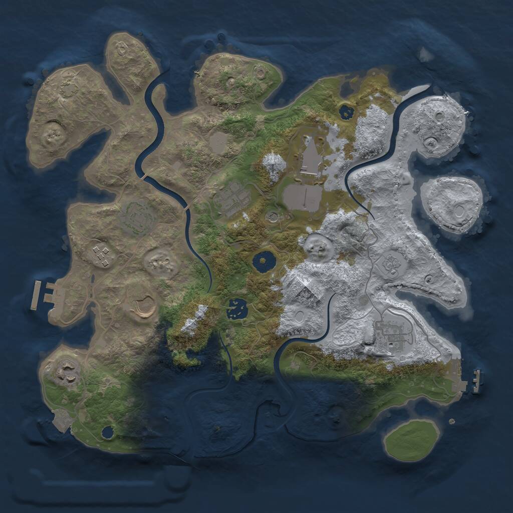 Rust Map: Procedural Map, Size: 3500, Seed: 640722747, 14 Monuments